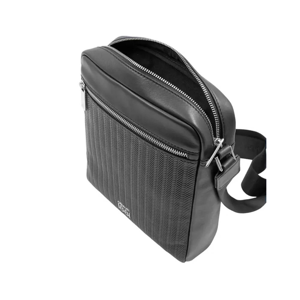 【Cerruti 1881】限量2折 義大利頂級小牛皮側背包肩背包 全新專櫃展示品 (黑色 CEBO06545M)