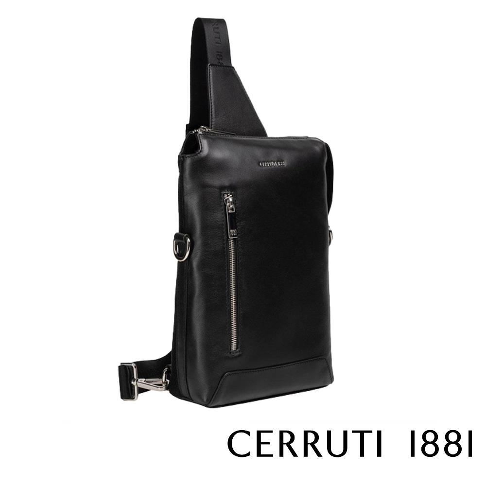 【Cerruti 1881】義大利頂級小牛皮斜肩包 (黑色 CEBO06557M)
