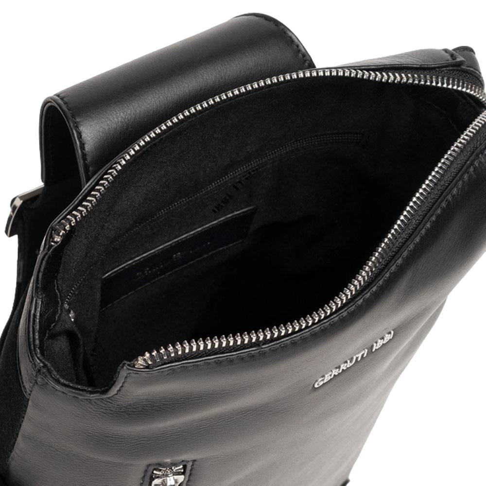 【Cerruti 1881】義大利頂級小牛皮斜肩包 (黑色 CEBO06557M)
