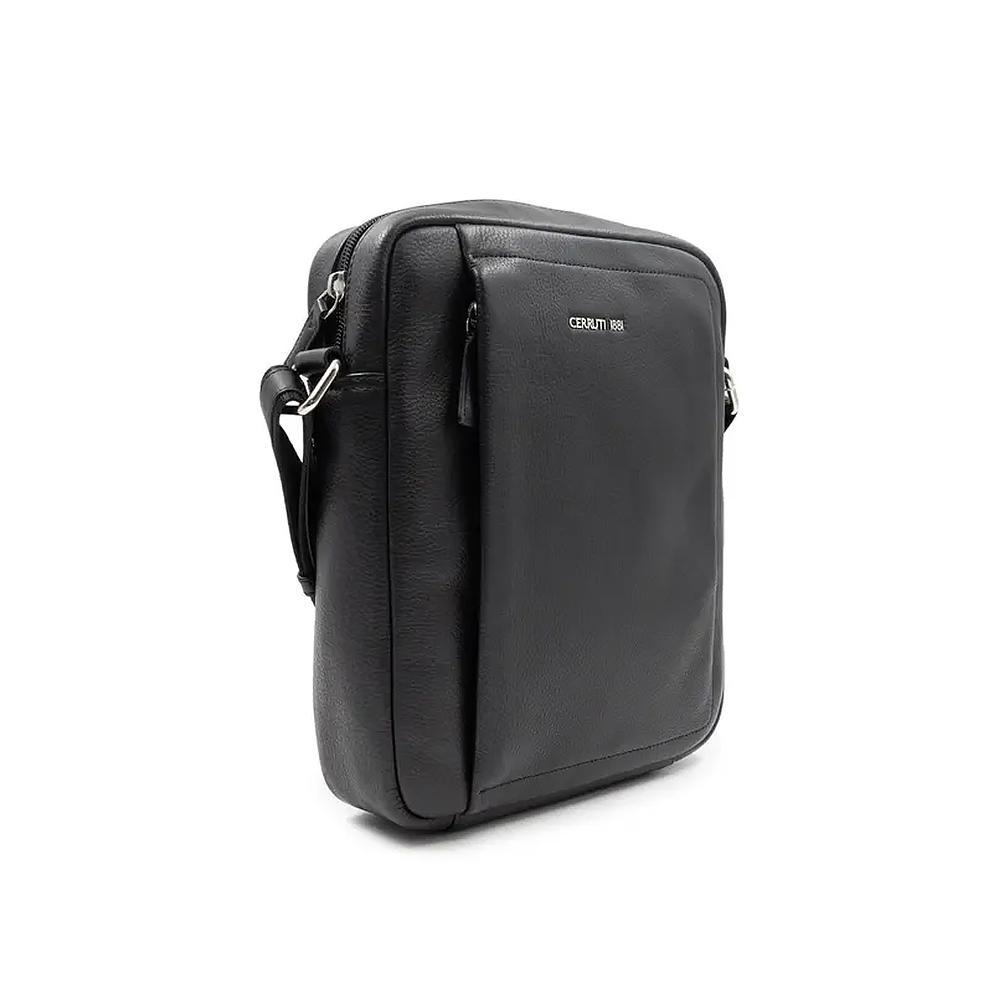 【Cerruti 1881】義大利頂級小牛皮側背包肩背包 (黑色 CEBO06577M)