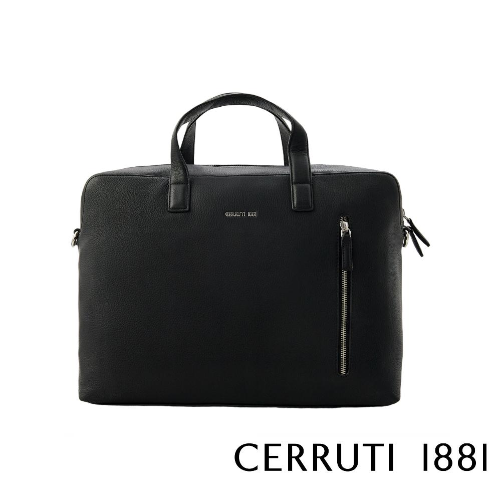 【Cerruti 1881】限量2折 義大利頂級小牛皮公事包/肩背包 全新專櫃展示品 (黑色 CECA06580M)