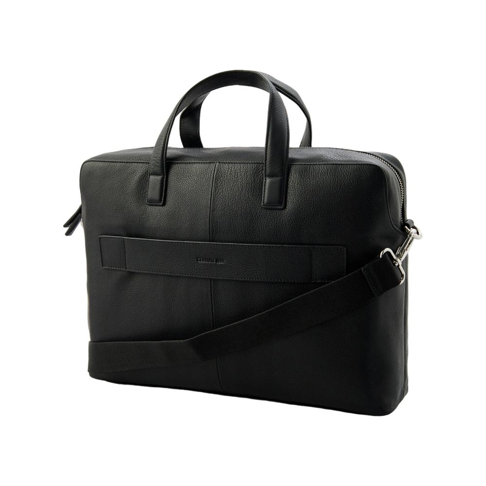 【Cerruti 1881】限量2折 義大利頂級小牛皮公事包/肩背包 全新專櫃展示品 (黑色 CECA06580M)