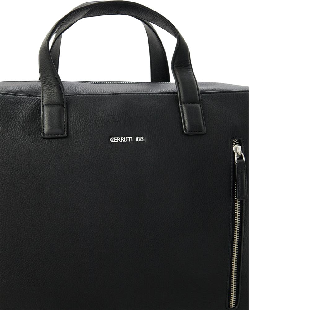 【Cerruti 1881】限量2折 義大利頂級小牛皮公事包/肩背包 全新專櫃展示品 (黑色 CECA06580M)