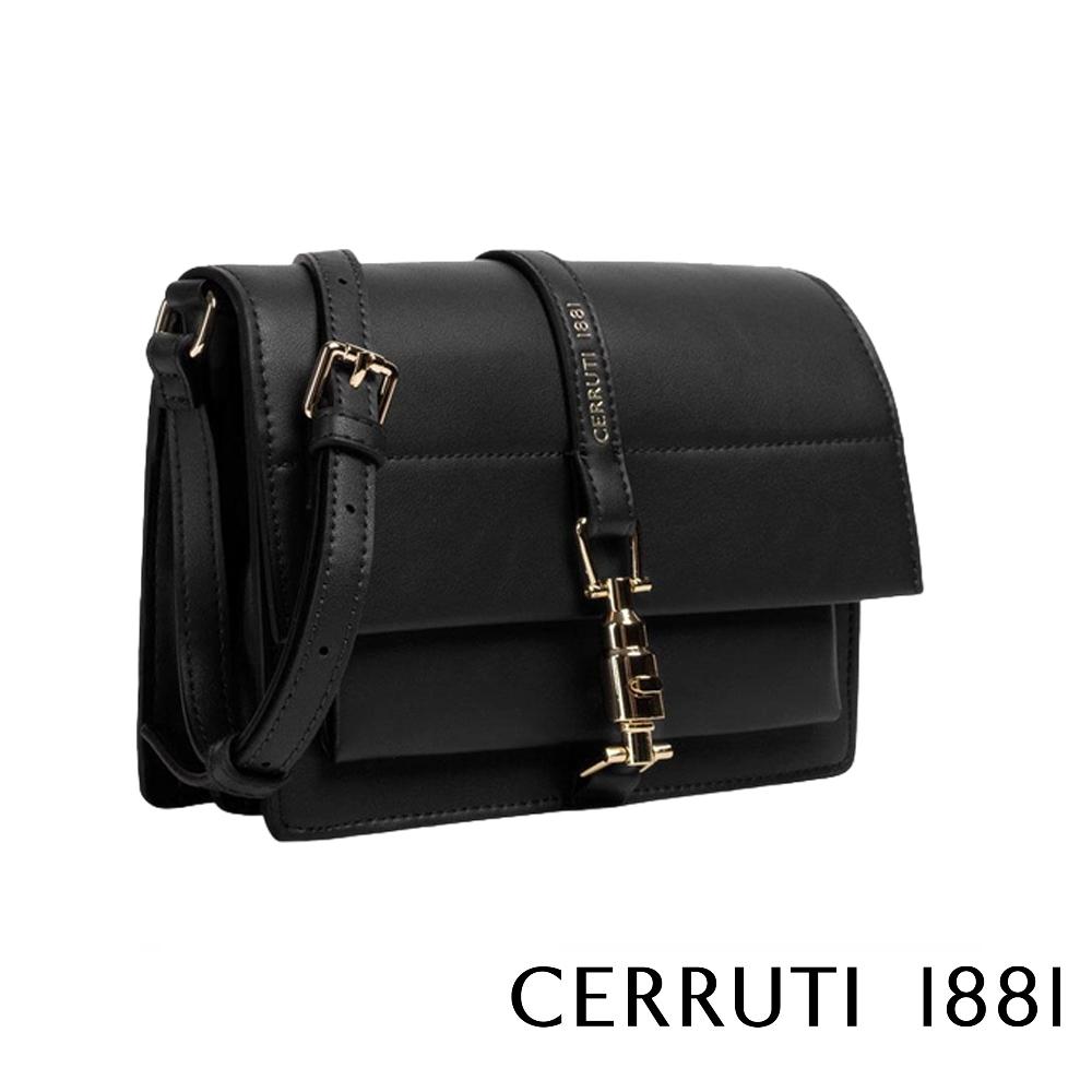【Cerruti 1881】義大利頂級側背包肩背包 (黑色 CEBA06623P)