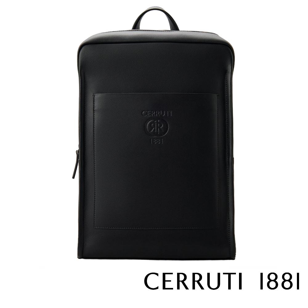 【Cerruti 1881】限量2折 義大利頂級小牛皮後背包 全新專櫃展示品 (黑色 CEZA06409M)