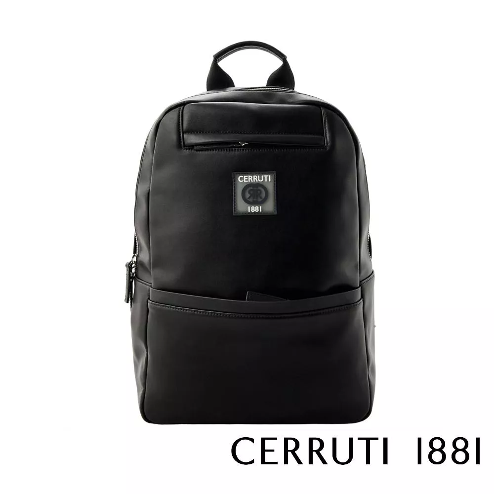 【Cerruti 1881】義大利頂級小牛皮後背包 (黑色 CEZA06413M)
