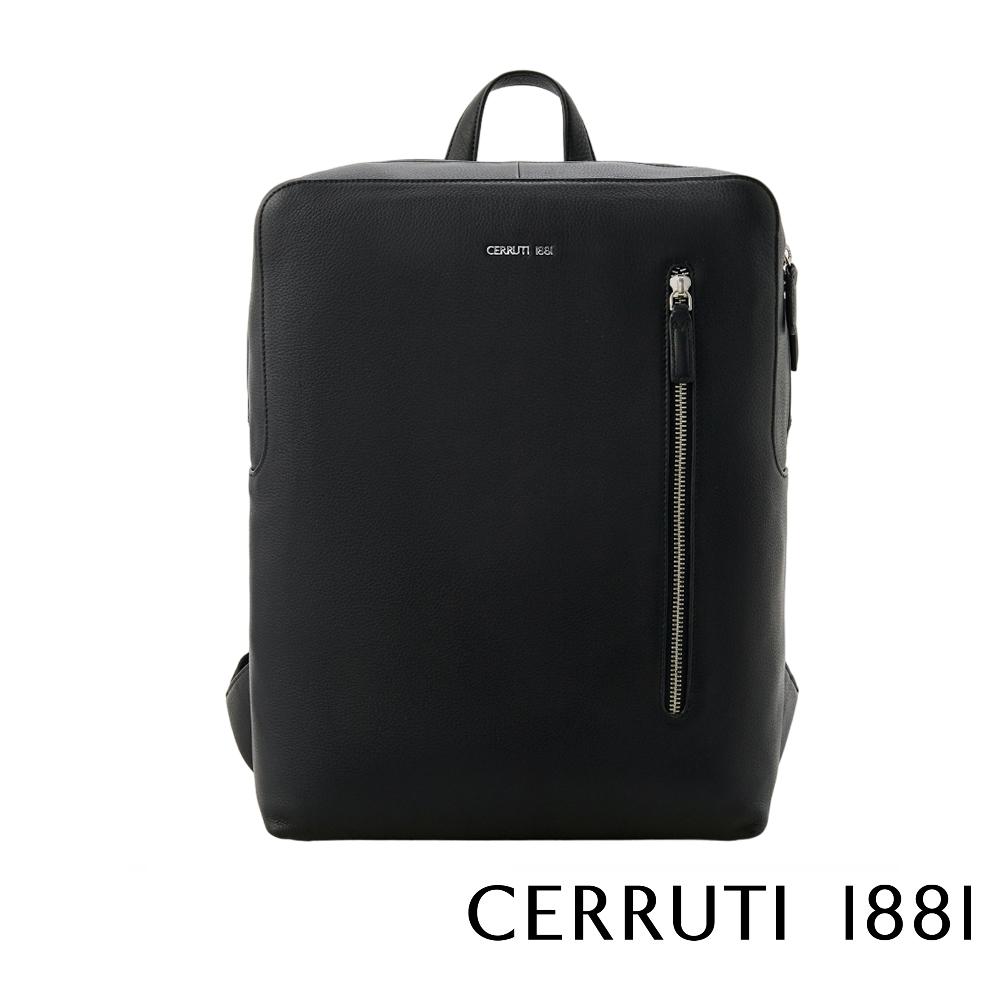 【Cerruti 1881】義大利頂級小牛皮後背包 (黑色 CEZA06579M)