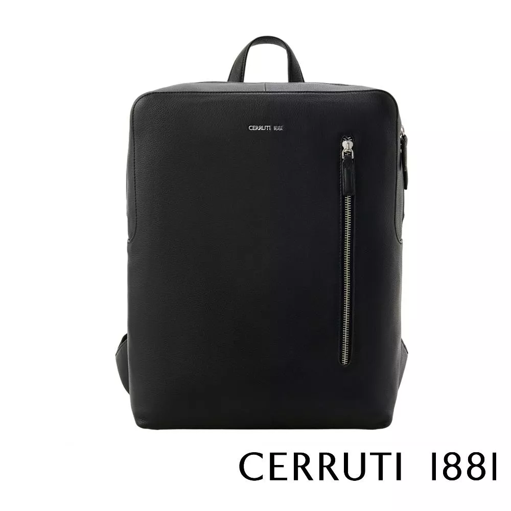 【Cerruti 1881】義大利頂級小牛皮後背包 (黑色 CEZA06579M)