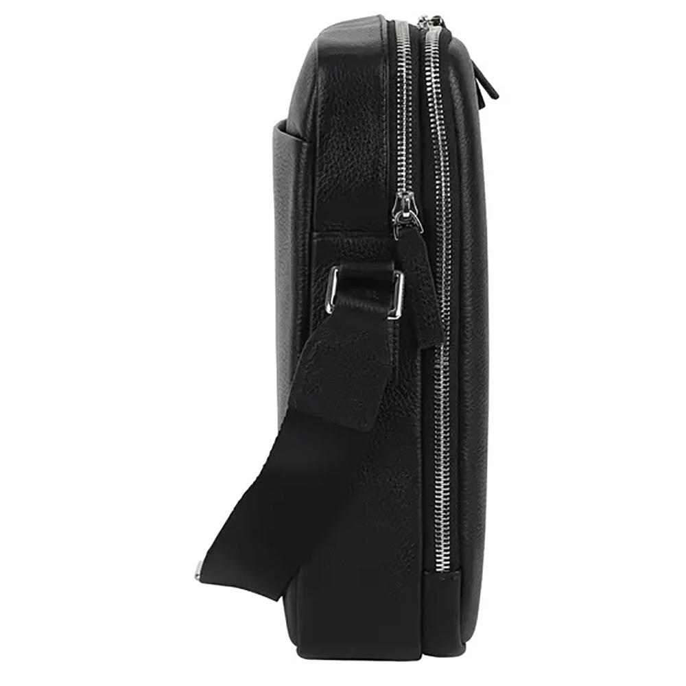 【Cerruti 1881】義大利頂級小牛皮側背包肩背包 (黑色 CEBO06588M)