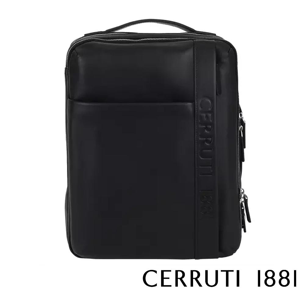 【Cerruti 1881】限量2折 義大利頂級小牛皮後背包 全新專櫃展示品 (黑色 CEZA06594M)