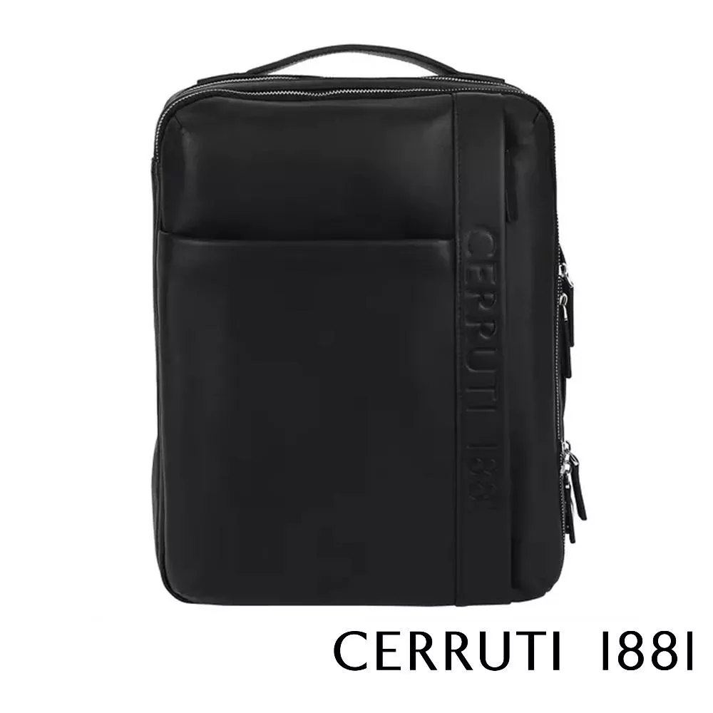 【Cerruti 1881】限量2折 義大利頂級小牛皮後背包 全新專櫃展示品 (黑色 CEZA06594M)