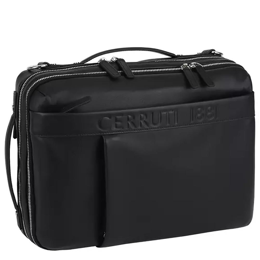 【Cerruti 1881】限量2折 義大利頂級小牛皮後背包 全新專櫃展示品 (黑色 CEZA06594M)