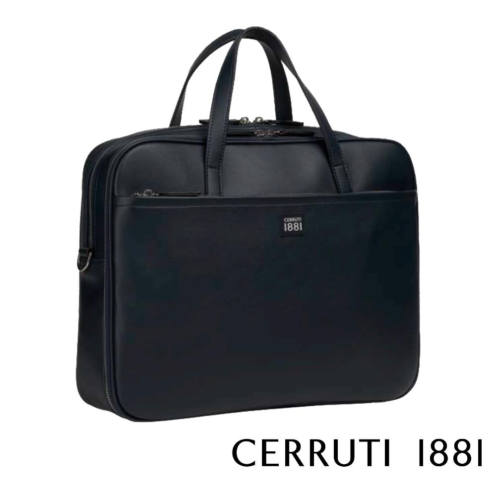 【Cerruti 1881】義大利頂級小牛皮公事包/肩背包 (黑色 CECA06508M)