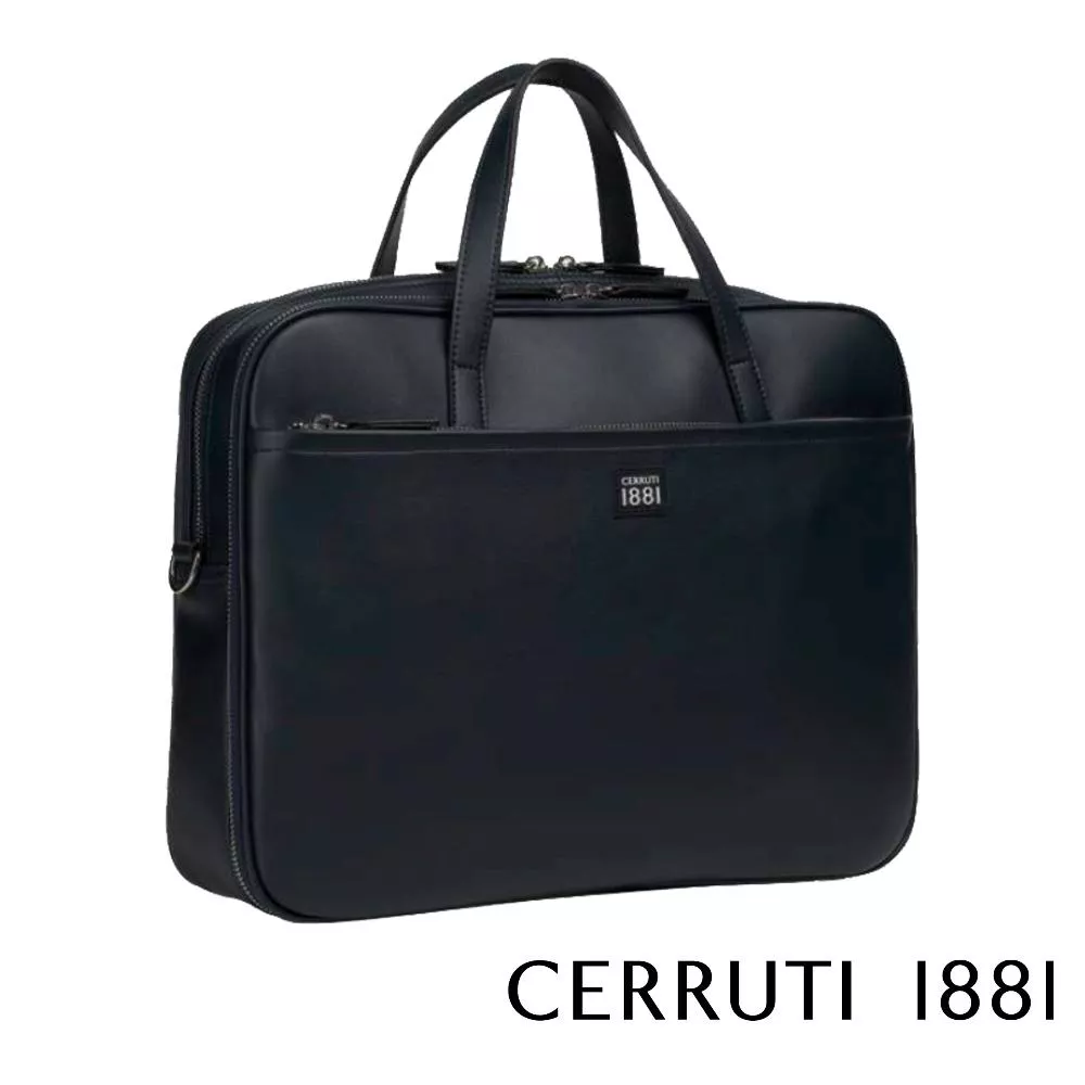 【Cerruti 1881】義大利頂級小牛皮公事包/肩背包 (黑色 CECA06508M)