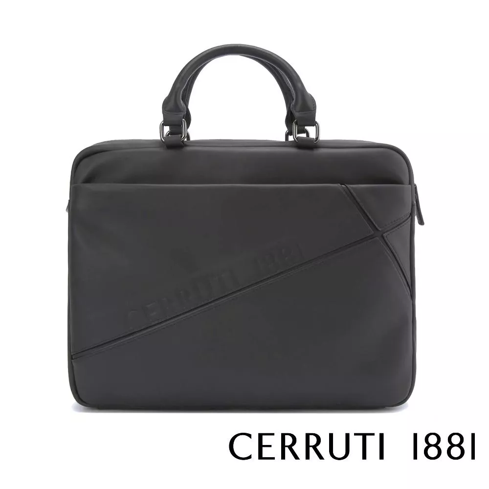 【Cerruti 1881】限量2折 義大利頂級小牛皮公事包/肩背包 全新專櫃展示品 (灰色 CECA06253M)