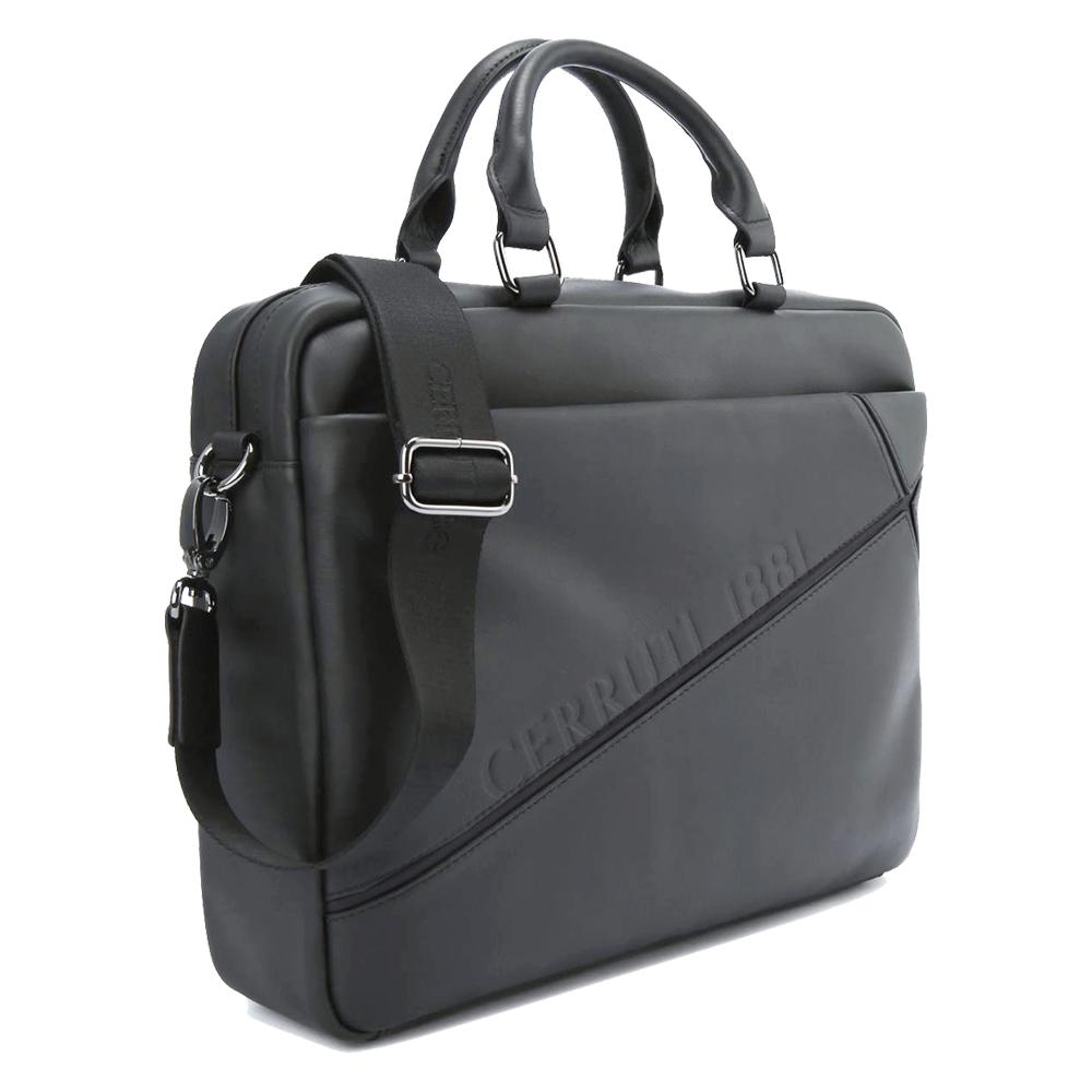 【Cerruti 1881】限量2折 義大利頂級小牛皮公事包/肩背包 全新專櫃展示品 (灰色 CECA06253M)