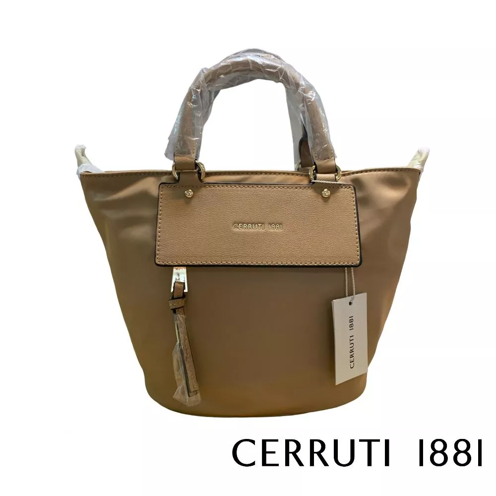 【Cerruti 1881】義大利頂級手提包肩背包 (奶茶色 CEBA06433N)