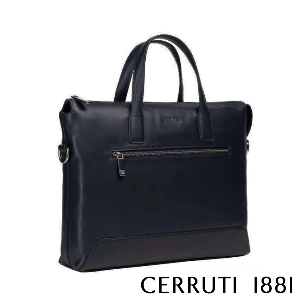 【Cerruti 1881】限量2折 義大利頂級小牛皮公事包/肩背包 全新專櫃展示品 (黑色 CECA06555M)
