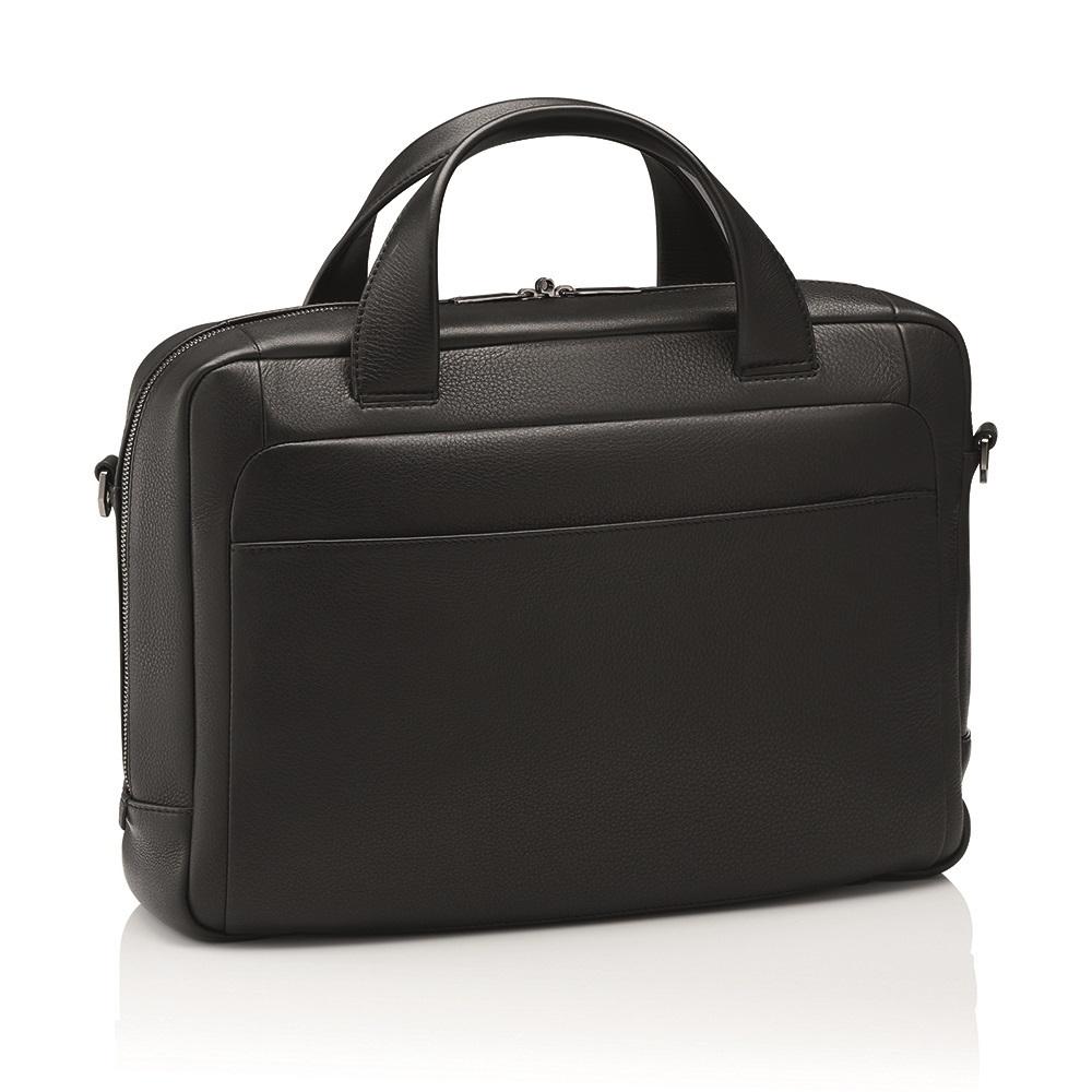【Porsche Design 保時捷】德國頂級小牛皮皮革旅行公事包肩背包  (黑色 OLE1500)