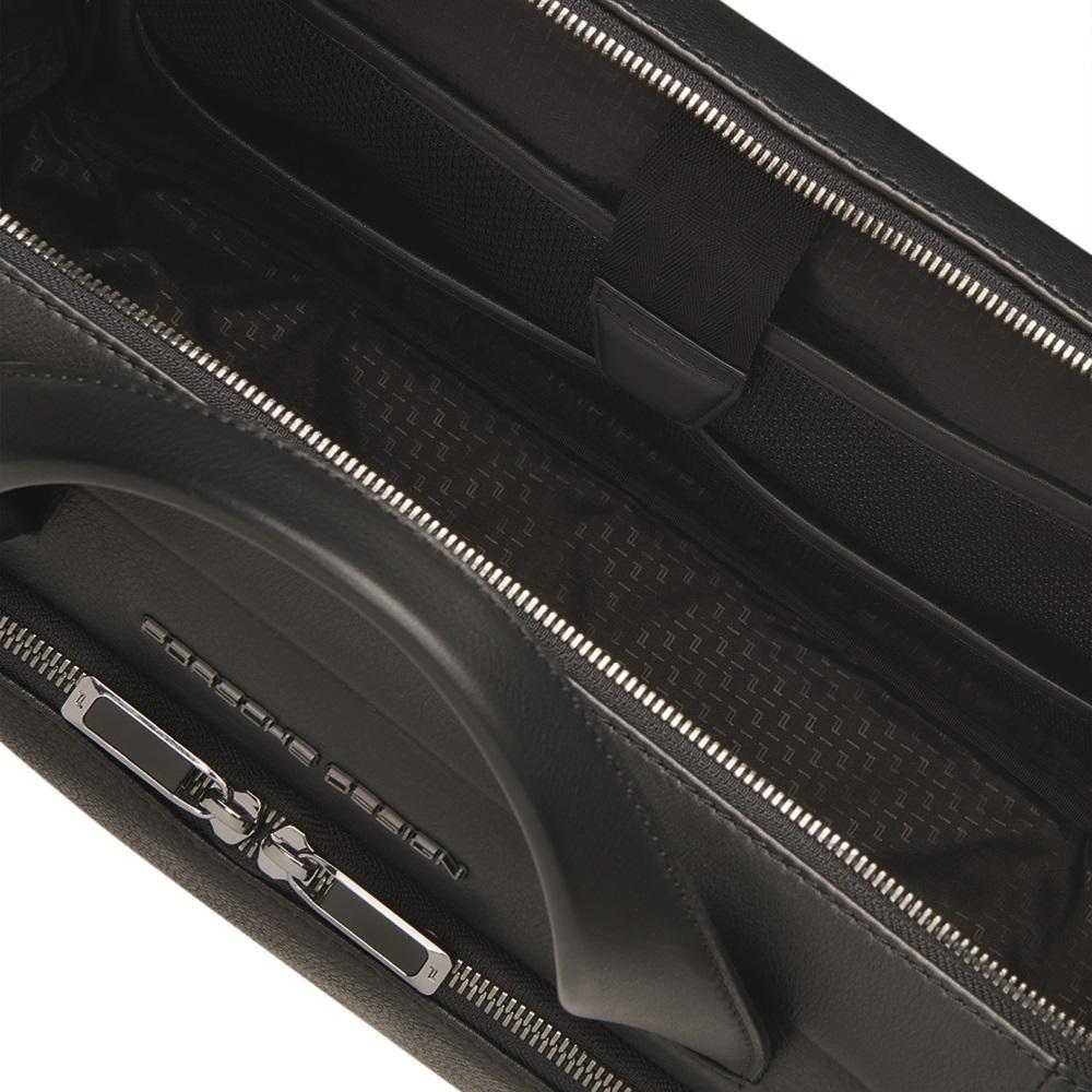 【Porsche Design 保時捷】德國頂級小牛皮皮革旅行公事包肩背包  (黑色 OLE1500)