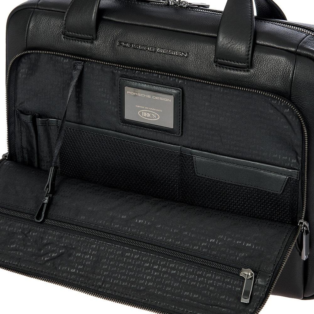 【Porsche Design 保時捷】德國頂級小牛皮皮革旅行公事包肩背包  (黑色 OLE1500)
