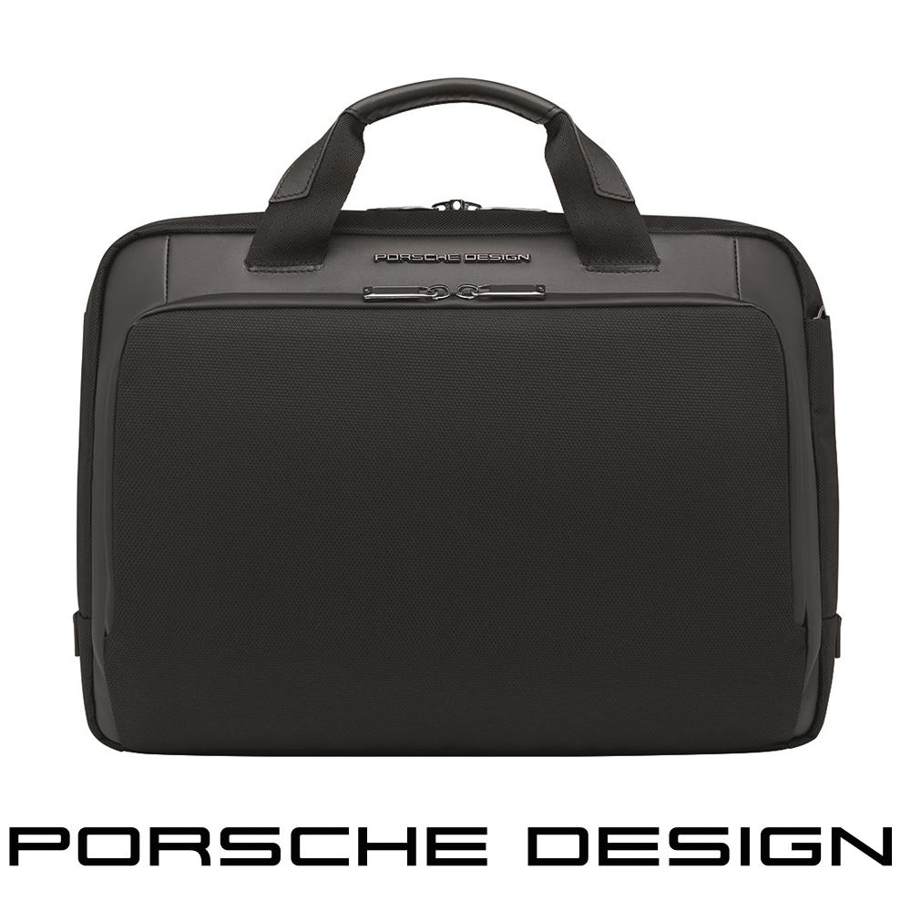【Porsche Design 保時捷】德國頂級小牛皮皮革旅行公事包肩背包 (黑色 ONY1500)