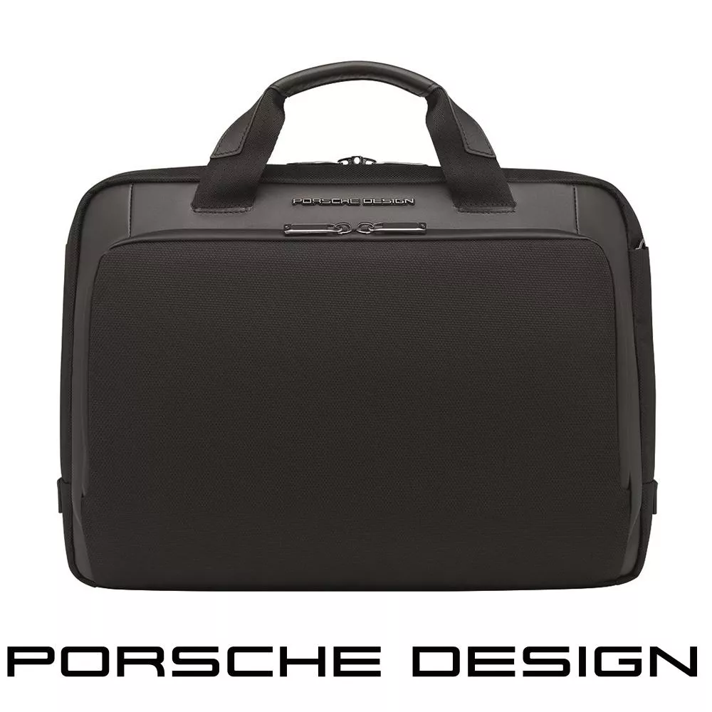 【Porsche Design 保時捷】德國頂級小牛皮皮革旅行公事包肩背包 (黑色 ONY1500)