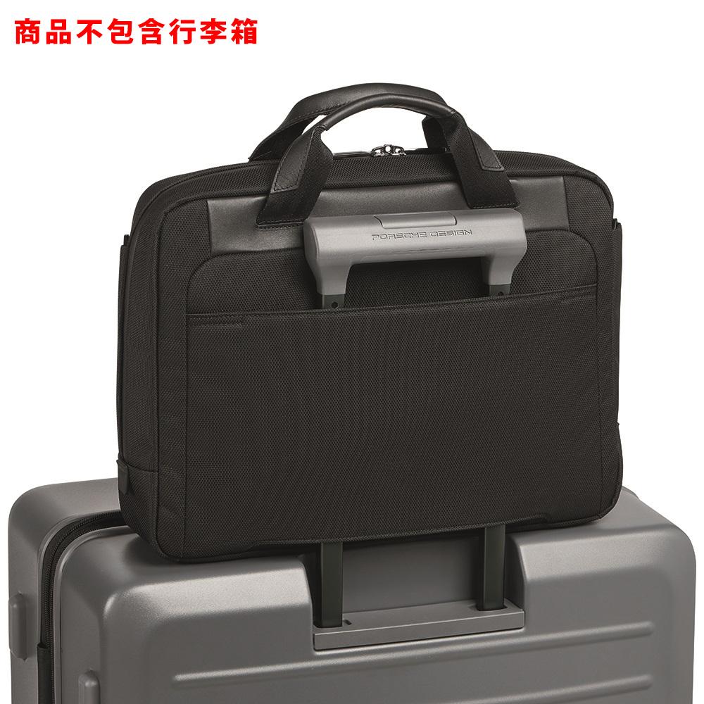 【Porsche Design 保時捷】德國頂級小牛皮皮革旅行公事包肩背包 (黑色 ONY1500)