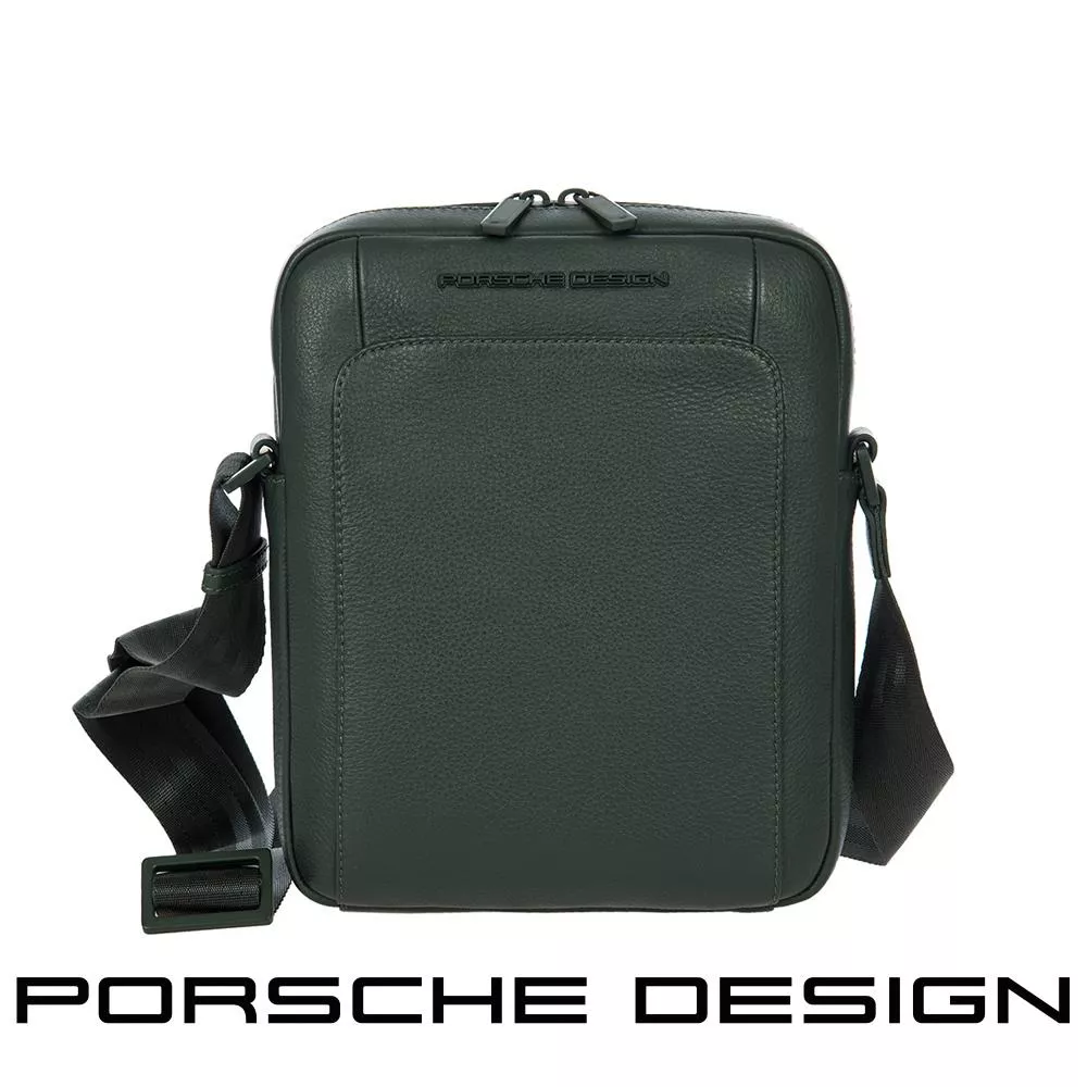 【Porsche Design 保時捷】限量3折 德國頂級小牛皮肩背包斜背包 全新專櫃展示品(綠色 OLE1510GRN)