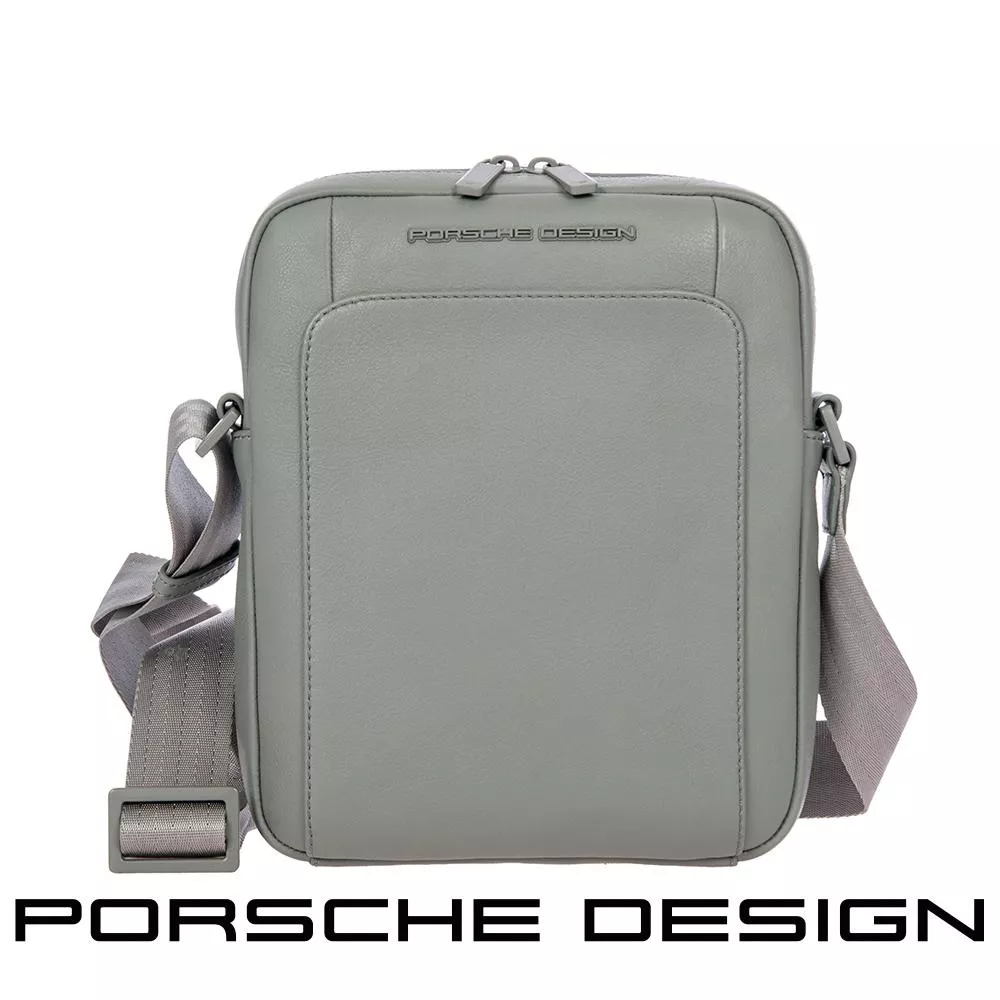 【Porsche Design 保時捷】限量3折 德國頂級小牛皮肩背包斜背包 全新專櫃展示品(灰色 OLE1510GRY)