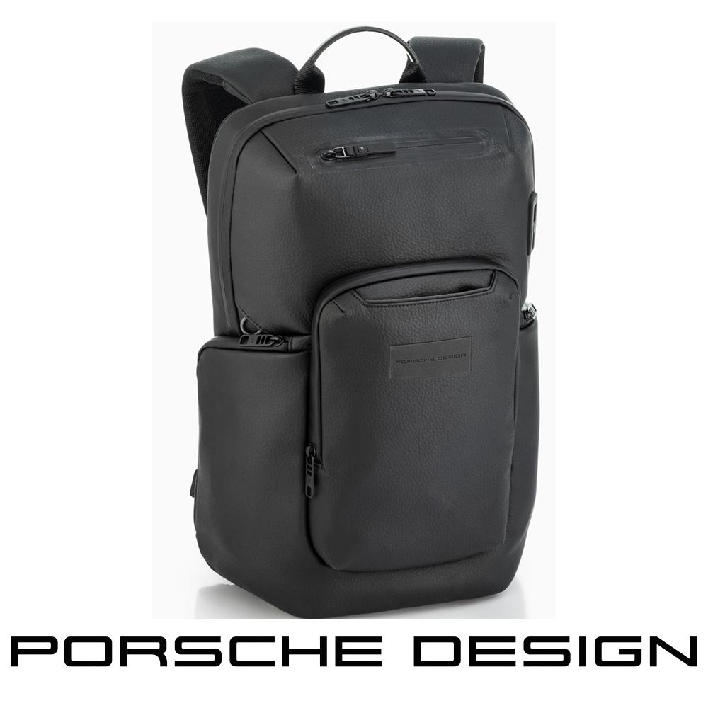 【Porsche Design 保時捷】德國頂級小牛皮皮革旅行後背包 (黑色 OCT1611)