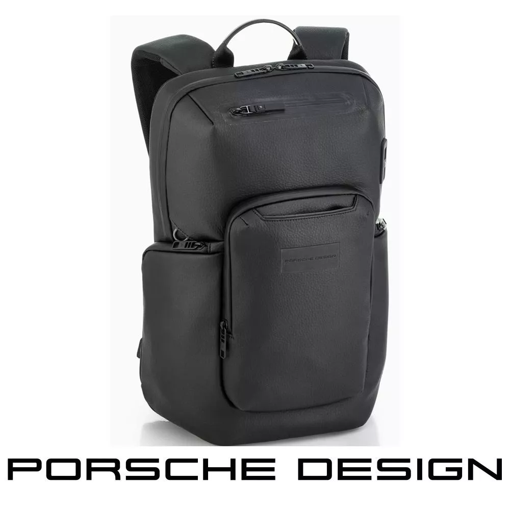 【Porsche Design 保時捷】限量3折 德國頂級小牛皮皮革旅行後背包 全新專櫃展示品(黑色 OCT1611)