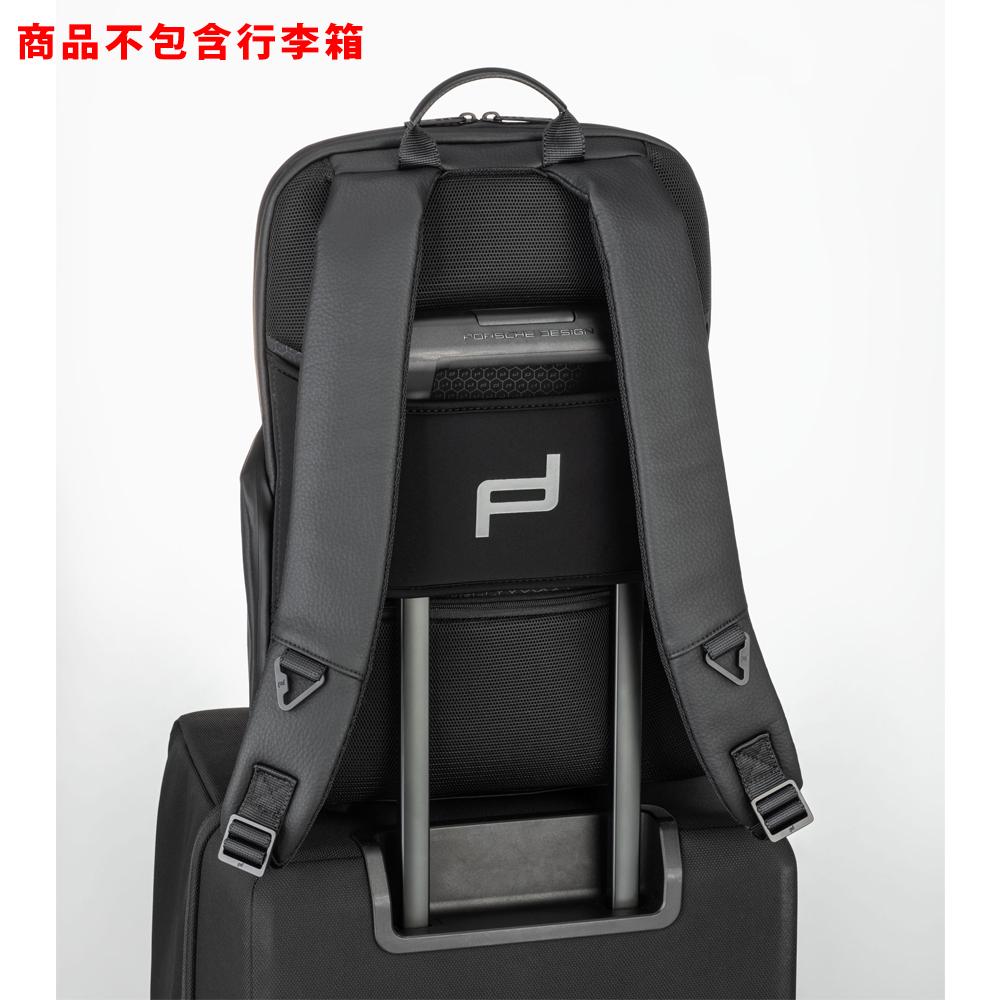 【Porsche Design 保時捷】德國頂級小牛皮皮革旅行後背包 (黑色 OCT1611)