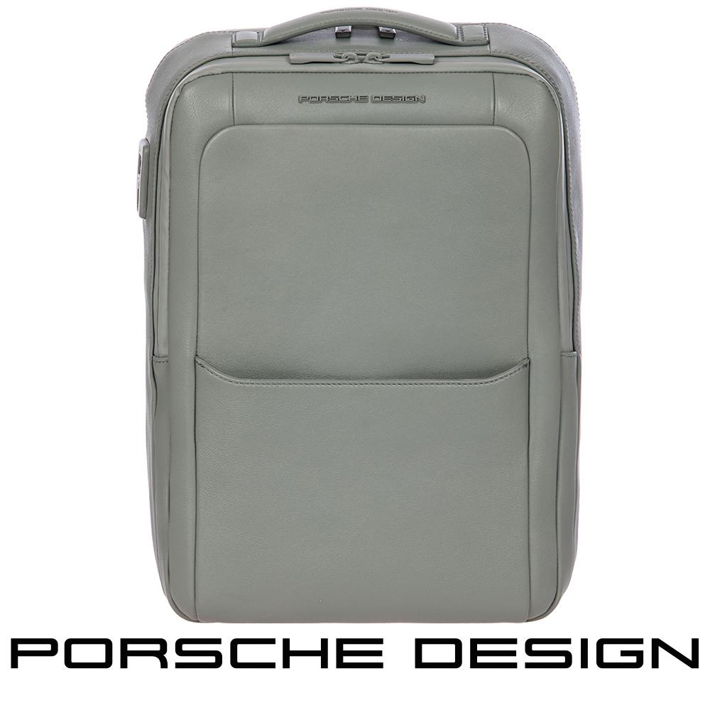【Porsche Design 保時捷】限量3折 德國頂級小牛皮旅行後背包 全新專櫃展示品(灰色 OLE1614GRY)