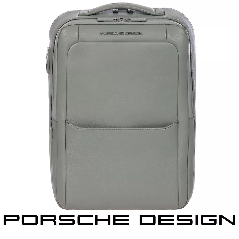 【Porsche Design 保時捷】限量3折 德國頂級小牛皮旅行後背包 全新專櫃展示品(灰色 OLE1614GRY)