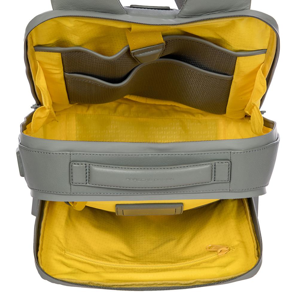 【Porsche Design 保時捷】限量3折 德國頂級小牛皮旅行後背包 全新專櫃展示品(灰色 OLE1614GRY)
