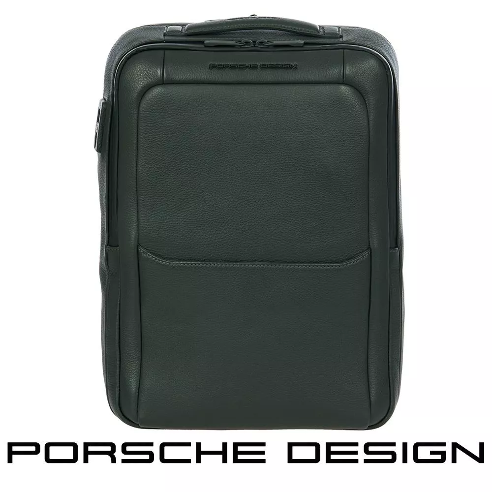 【Porsche Design 保時捷】限量3折 德國頂級小牛皮旅行後背包 全新專櫃展示品(綠色 OLE1614GRN)