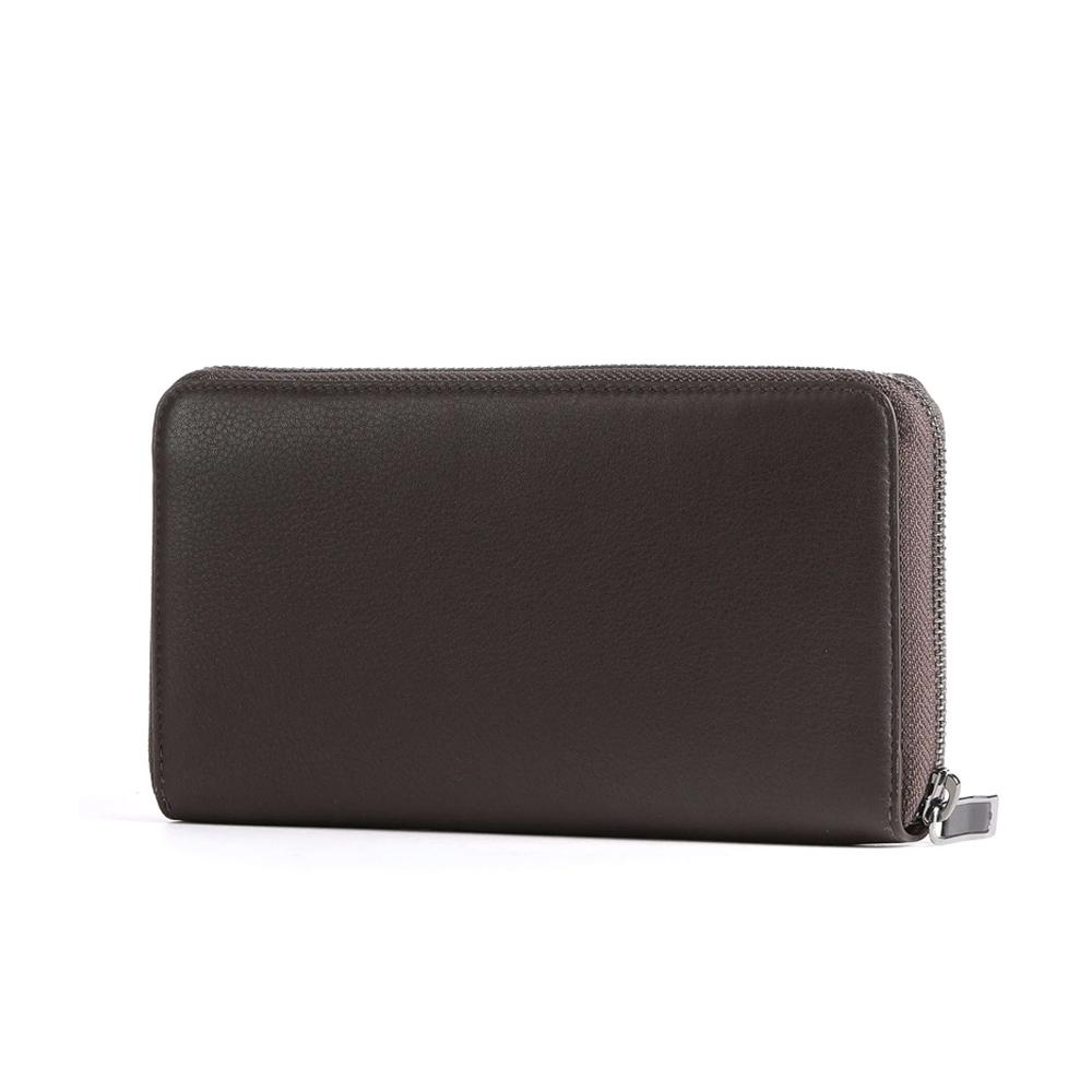 【Porsche Design 保時捷】限量3折 德國頂級小牛皮拉鍊長夾 全新專櫃展示品 (咖啡色 OSO9915BR)