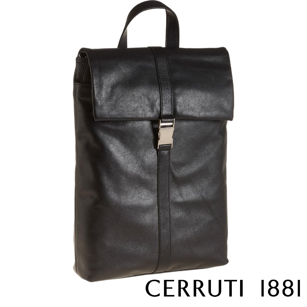 【Cerruti 1881】限量2折 義大利頂級小牛皮後背包 全新專櫃展示品 (CEZA01104M 黑色)