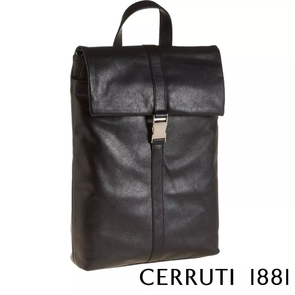 【Cerruti 1881】限量2折 義大利頂級小牛皮後背包 全新專櫃展示品 (CEZA01104M 黑色)