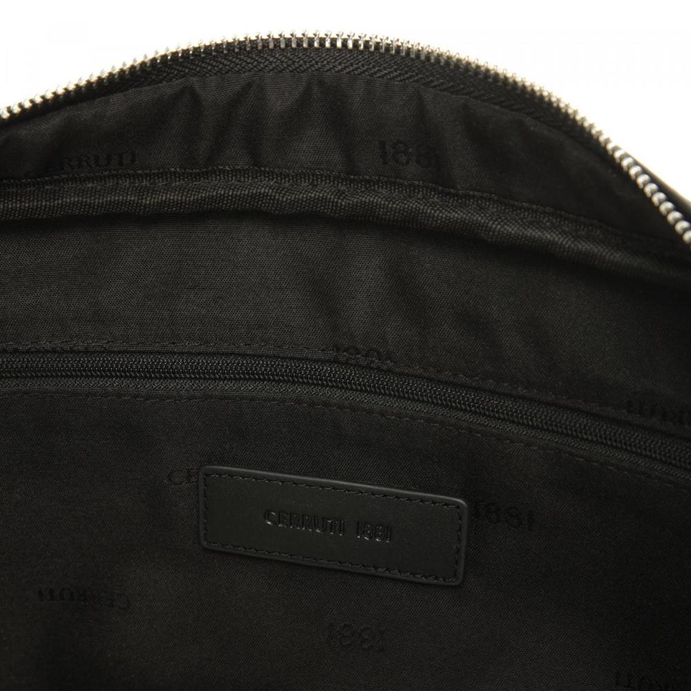 【Cerruti 1881】限量2折 義大利頂級小牛皮郵差包肩背包側背包 全新專櫃展示品 (CEBO02284M 黑色)