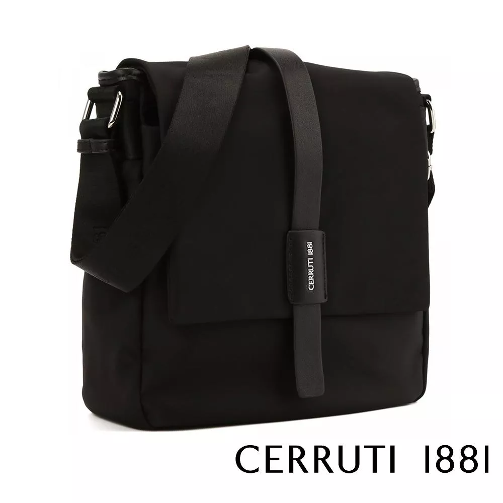 【Cerruti 1881】限量2折 義大利頂級側背包肩背包 全新專櫃展示品 (黑色 CEBO06654N)