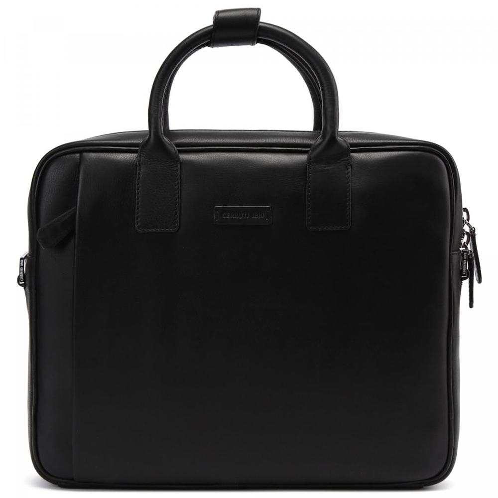 【Cerruti 1881】限量2折 義大利頂級小牛皮公事包/肩背包 全新專櫃展示品 (CECA03325M黑色)