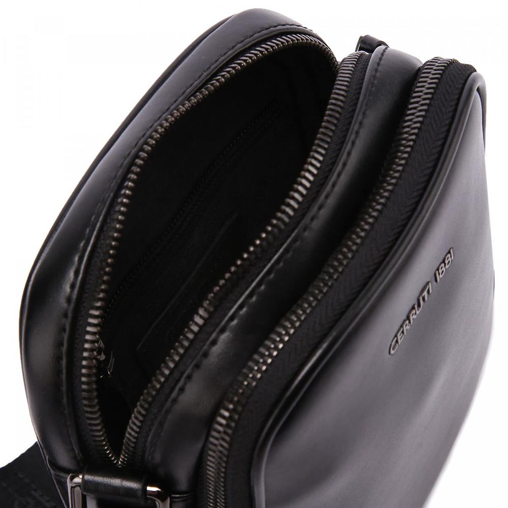 【Cerruti 1881】限量2折 義大利頂級小牛皮側背包肩背包 全新專櫃展示品 (黑色 CEBO05608M)