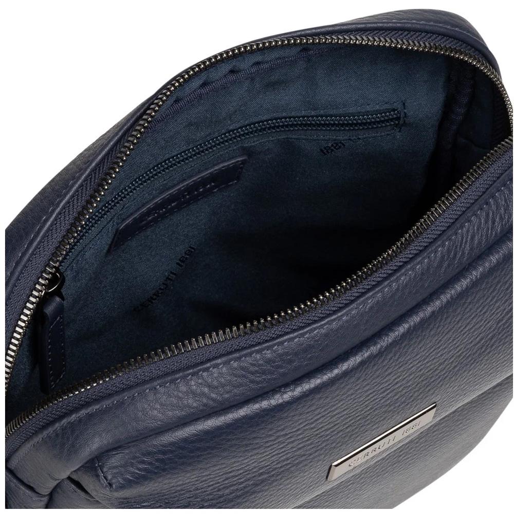 【Cerruti 1881】義大利頂級小牛皮側背包肩背包 (深藍色 CEBO05892M)