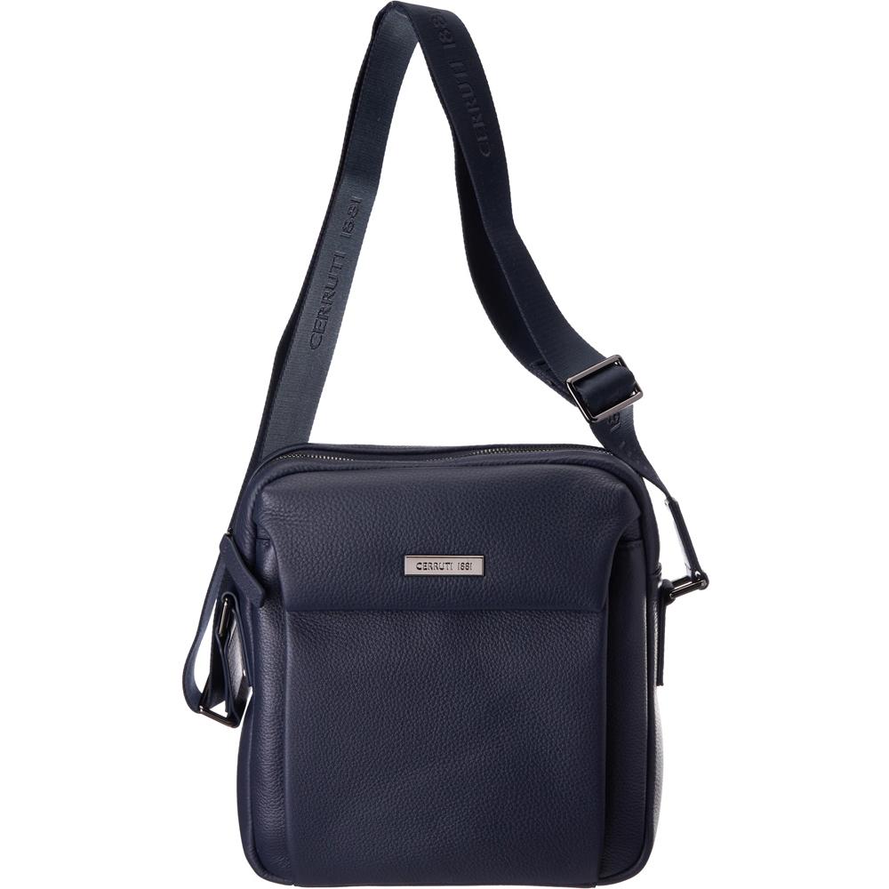【Cerruti 1881】義大利頂級小牛皮側背包肩背包 (深藍色 CEBO05892M)