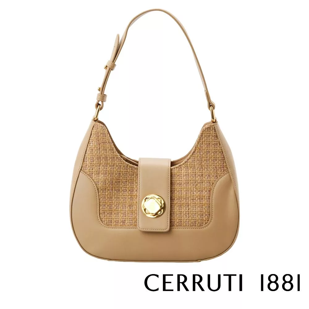 【Cerruti 1881】義大利頂級女用手拿包肩背包 (米色 CEBA06004P)