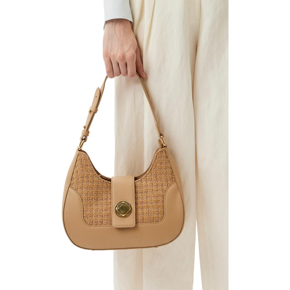 【Cerruti 1881】限量2折 義大利頂級女用手拿包肩背包 全新專櫃展示品 (米色 CEBA06004P)