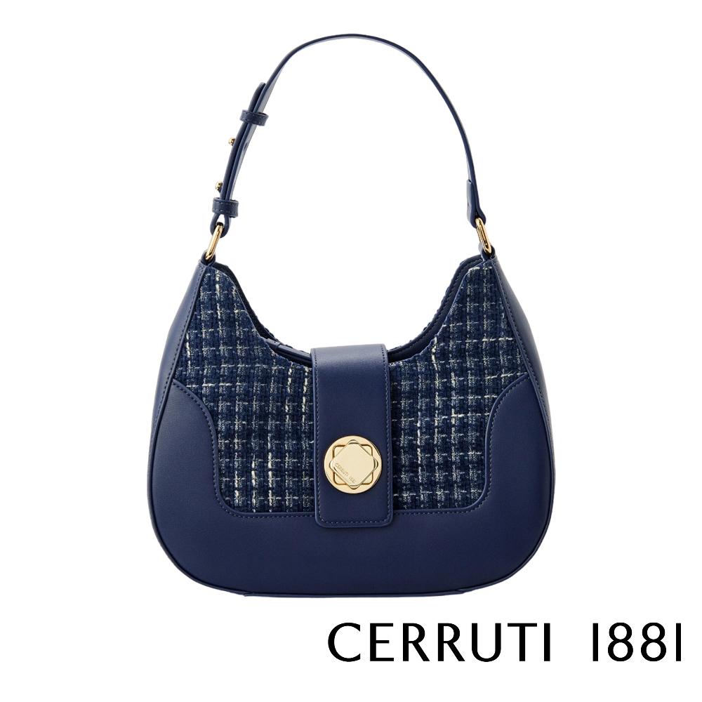 【Cerruti 1881】限量2折 義大利頂級女用手拿包肩背包 全新專櫃展示品 (深藍色 CEBA06004P)