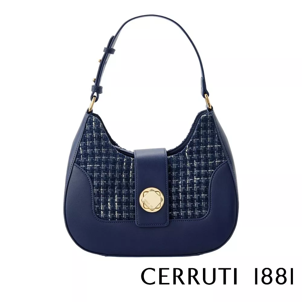 【Cerruti 1881】限量2折 義大利頂級女用手拿包肩背包 全新專櫃展示品 (深藍色 CEBA06004P)